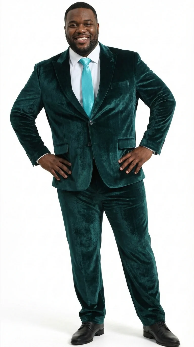 Mens Emerald Green Teal Blue Velvet Suit – Luxury Two Piece Formal Evening Suit - Image 11