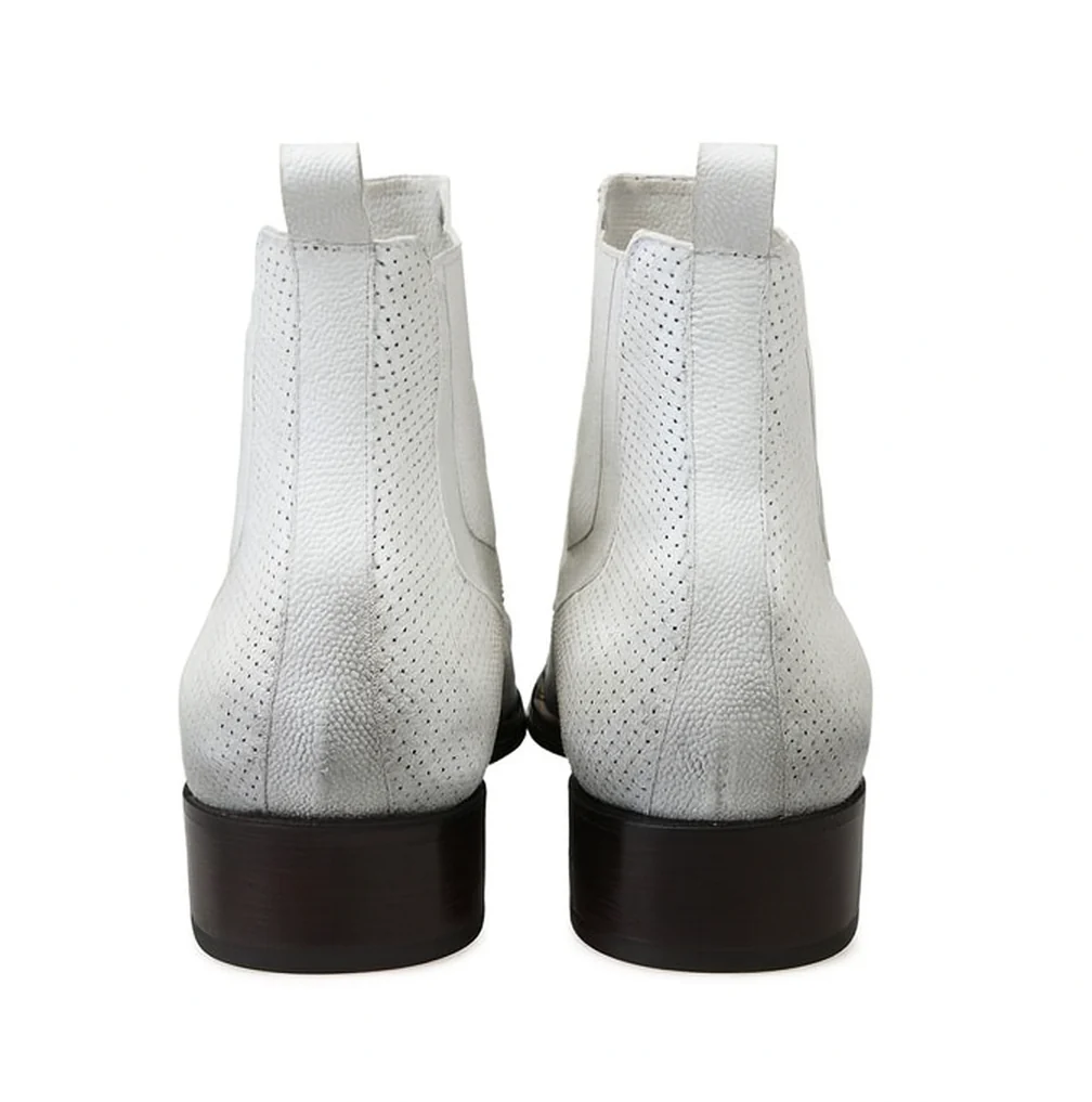 Men's Faded White Vestigium Boots Genuine Ostrich Chelsea Boots - Image 4