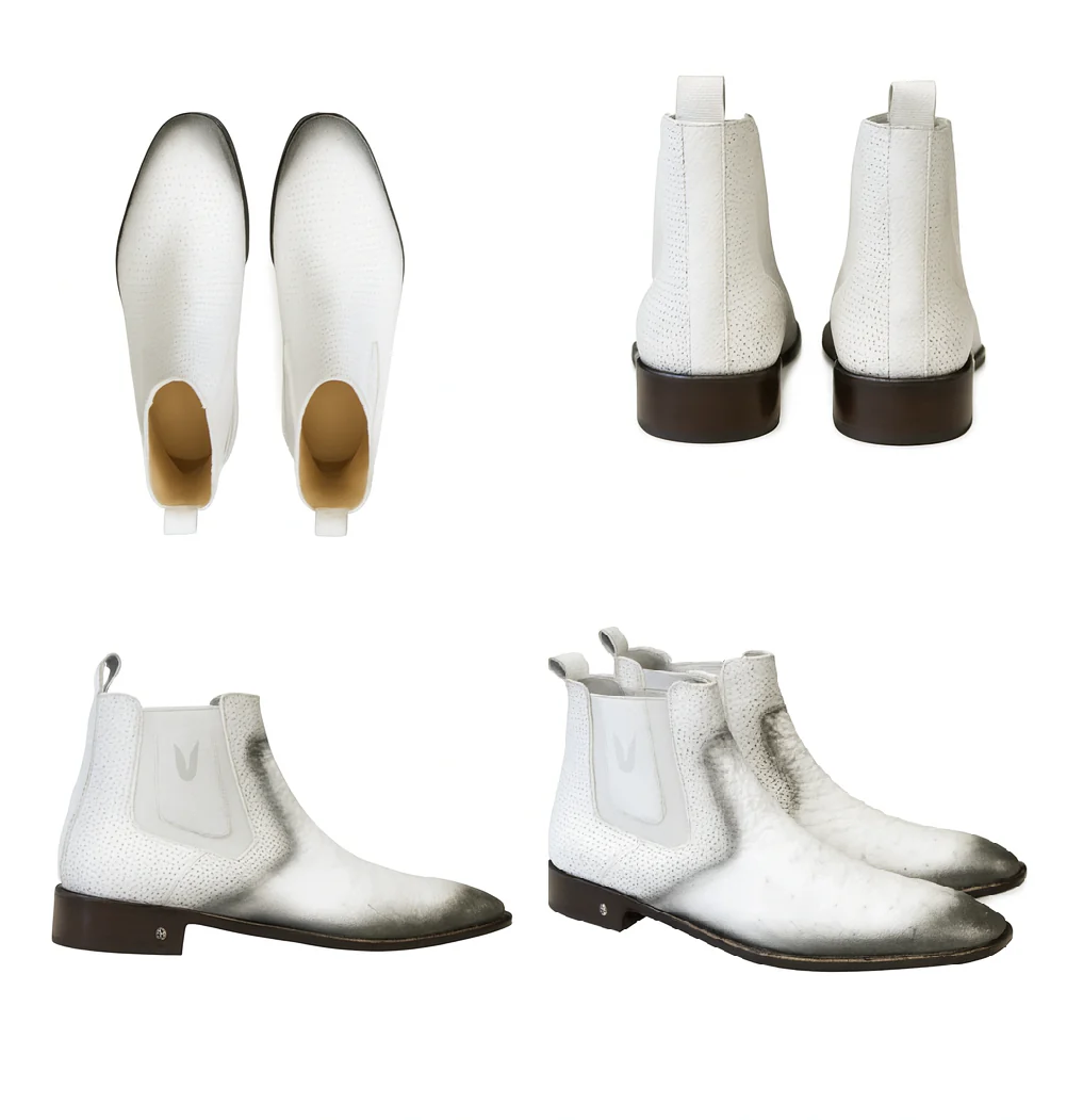 Men's Faded White Vestigium Boots Genuine Ostrich Chelsea Boots - Image 6