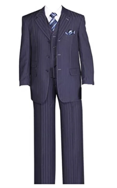 Mens Fancy Stripe High Fashion Suit with Vest and Pants - Image 9