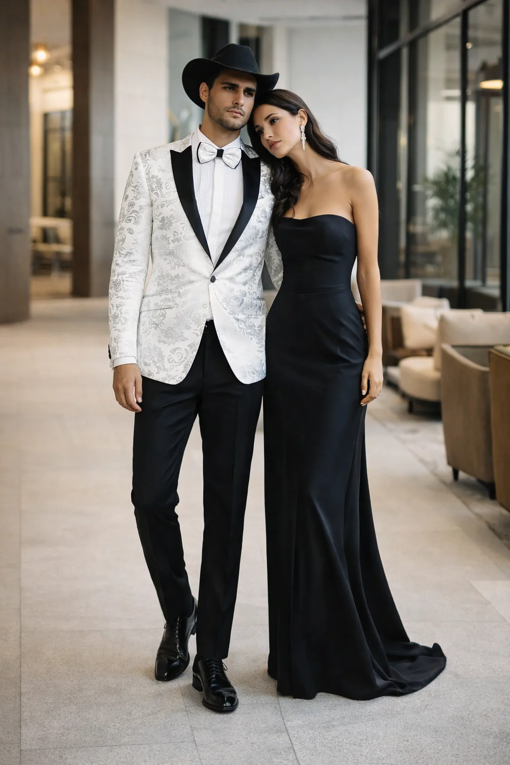 Men's Flashy Fancy Satin Shiny Tuxedo Dinners Jacket Blazer Paisley Sport Coat Silky Satin Stage Fancy Stage Party Dance White/Black - Image 6