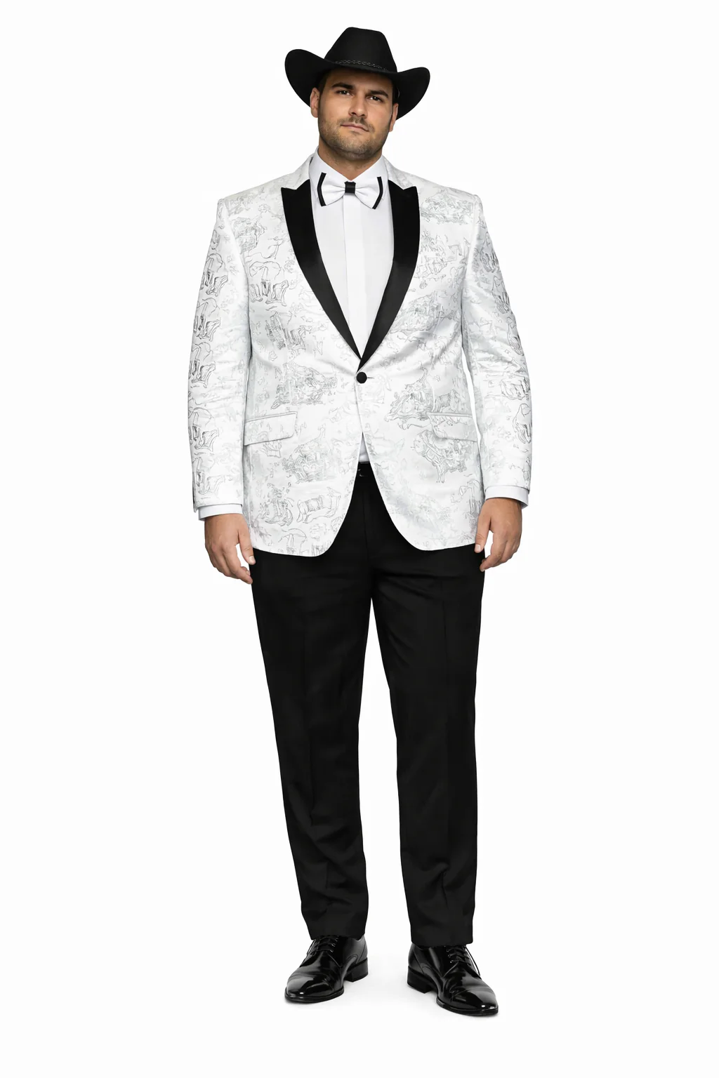 Men's Flashy Fancy Satin Shiny Tuxedo Dinners Jacket Blazer Paisley Sport Coat Silky Satin Stage Fancy Stage Party Dance White/Black - Image 7