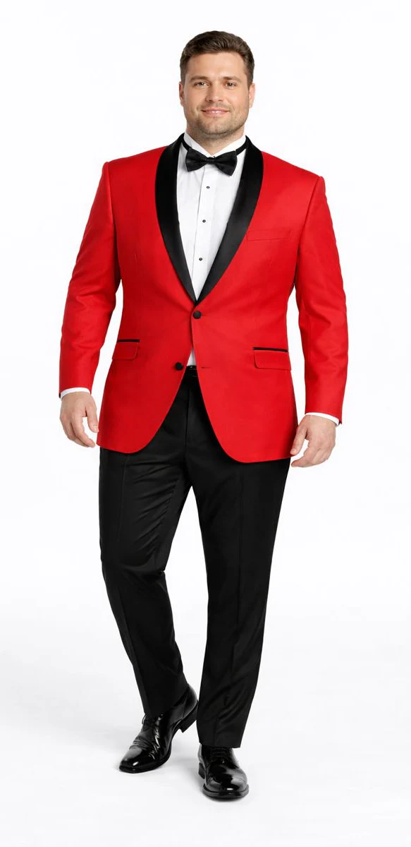Men'S Formal Attire Red Dinner Jacket Suit And Black Lapel Black Pant Fashion Tuxedo For Men - Red Tuxedo - Image 7