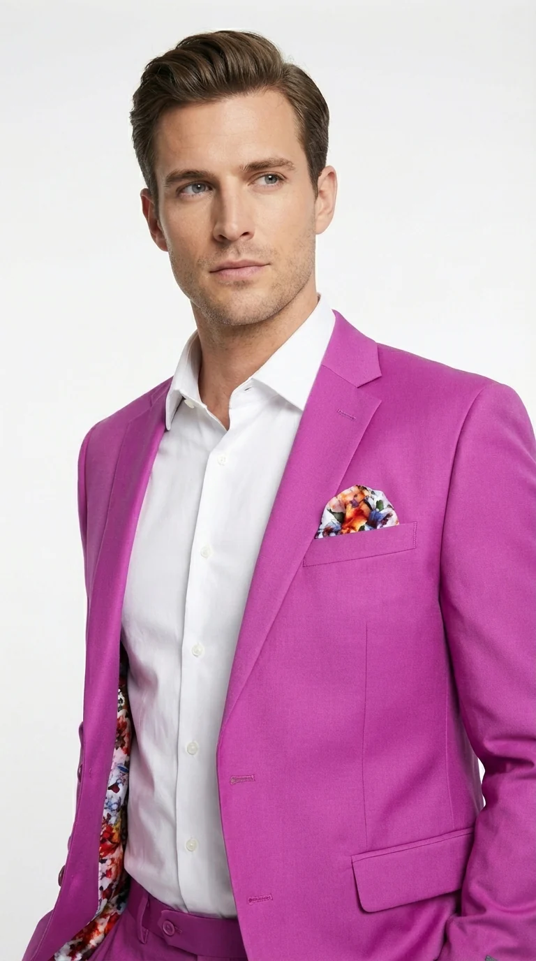 Mens Fuchsia 2 Piece Suit – Bright Pink Formal Suit for Men Stylish Wedding Party Prom Suit Magento Color - Image 5