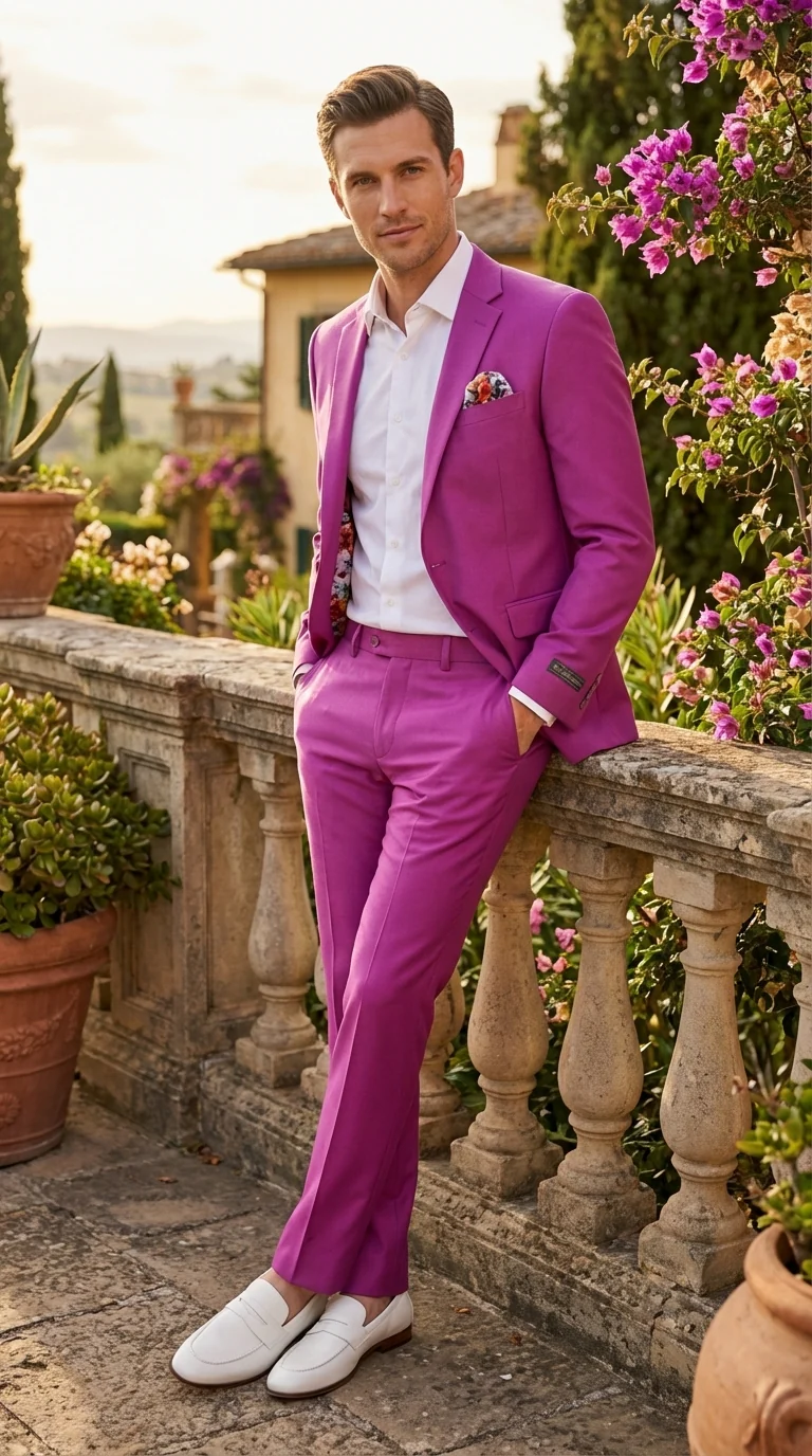 Mens Fuchsia 2 Piece Suit – Bright Pink Formal Suit for Men Stylish Wedding Party Prom Suit Magento Color - Image 8