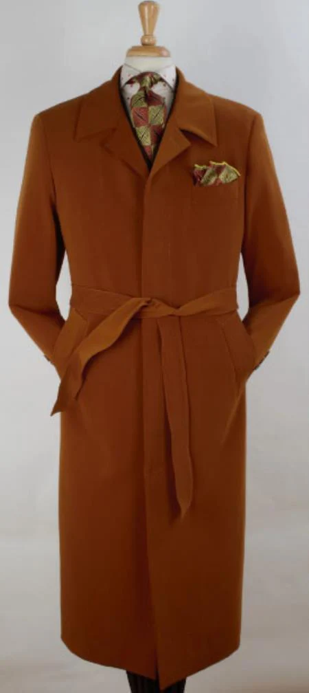 Mens Full Length Length Top Coat - Copper