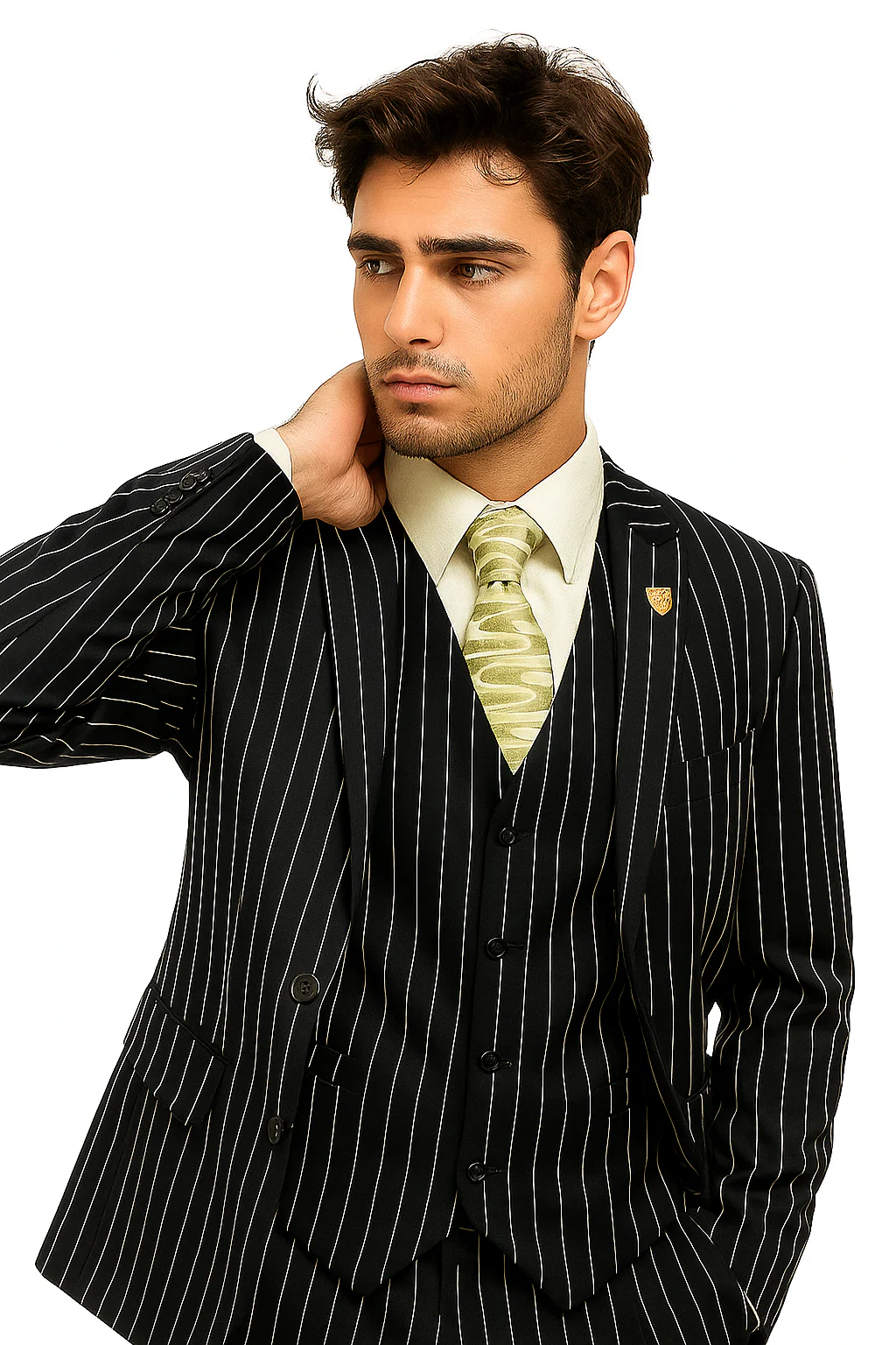 mens-gangster-pinstripe-2-button-double-breasted-vest-suit-in-hunter-or-burgundy - Image 3