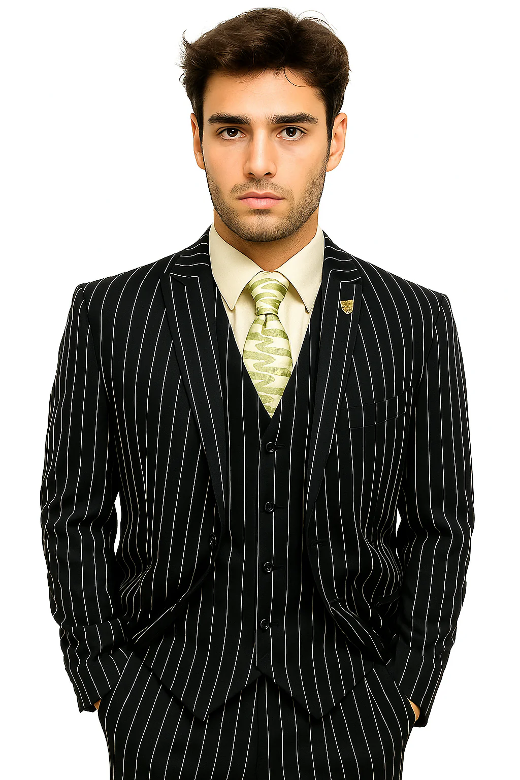 mens-gangster-pinstripe-2-button-double-breasted-vest-suit-in-hunter-or-burgundy - Image 5