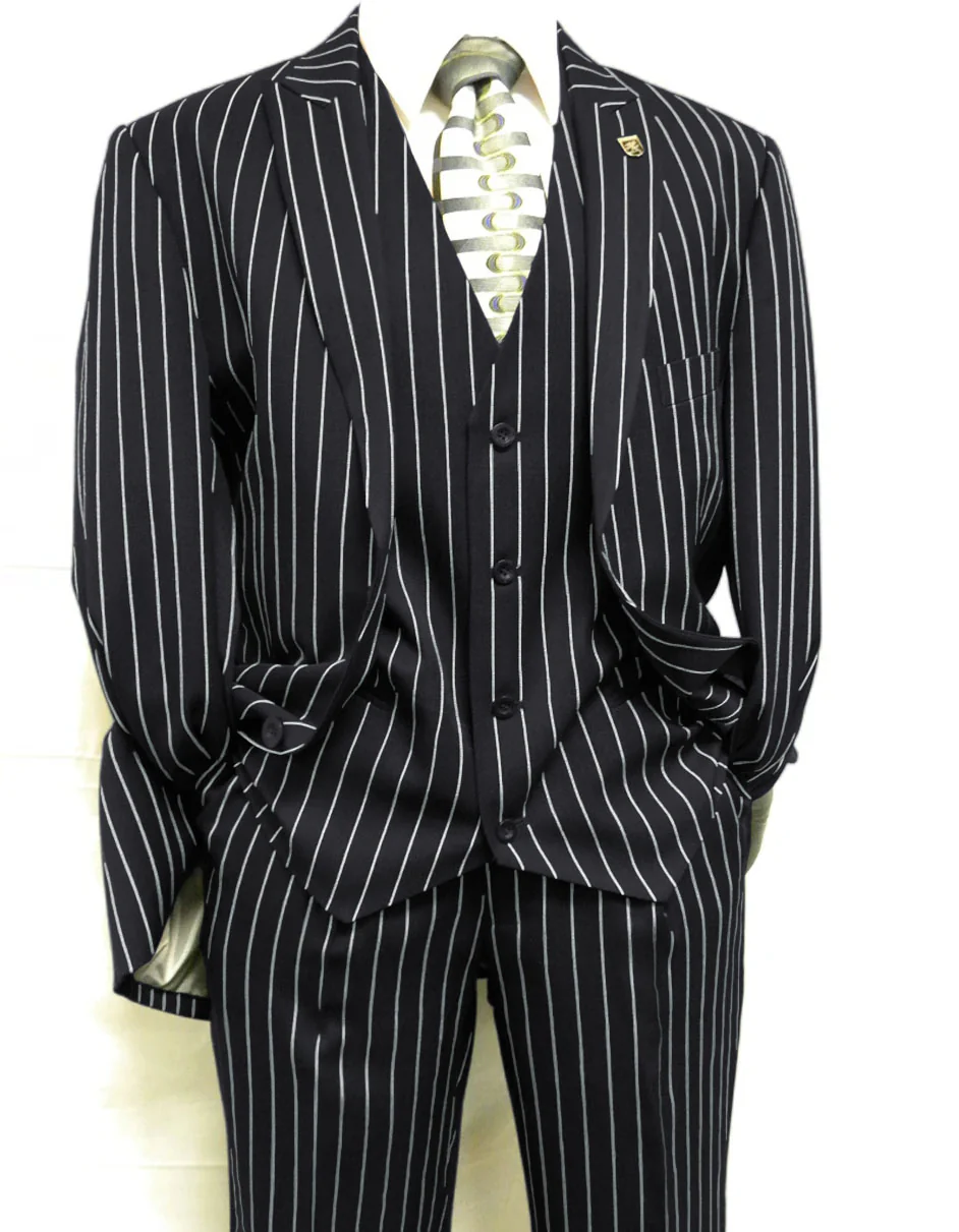 mens-gangster-pinstripe-2-button-double-breasted-vest-suit-in-hunter-or-burgundy - Image 8