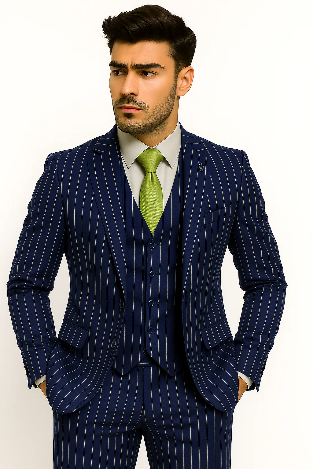 mens-gangster-pinstripe-2-button-double-breasted-vest-suit-in-hunter-or-burgundy - Image 9