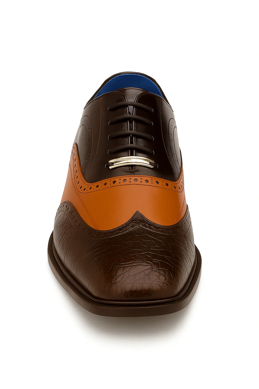 Belvedere Varo Men's Alligator & Eel Leather Dress Shoes - Chocolate Brown/Tan - Image 3
