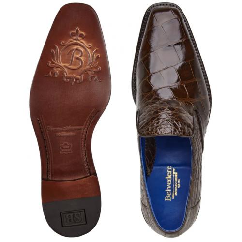 Belvedere Genova Men's Alligator Leather Loafers in Chocolate Brown - Image 3