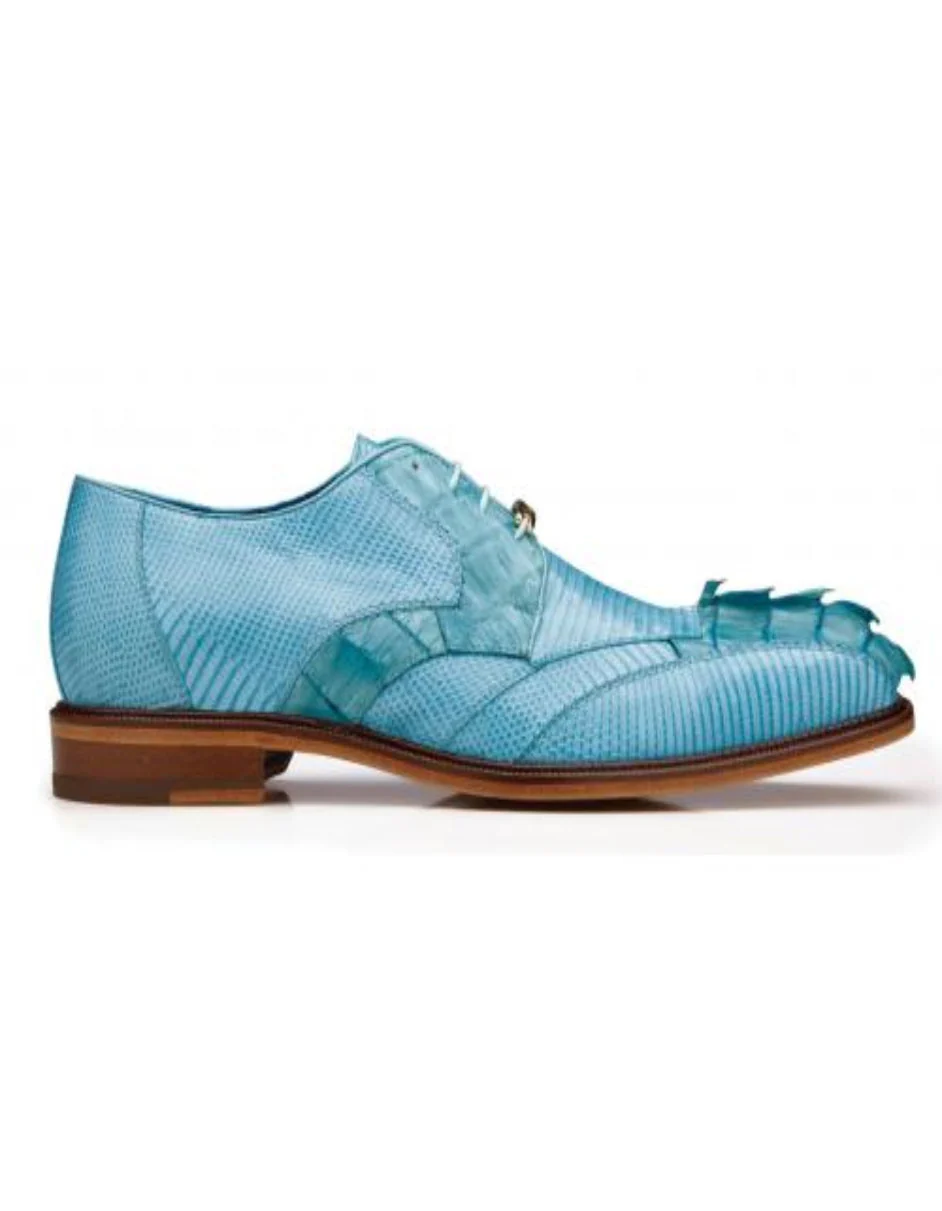 Men's Blue Caiman Crocodile & Lizard Leather Oxfords – Belvedere Valter - Image 2