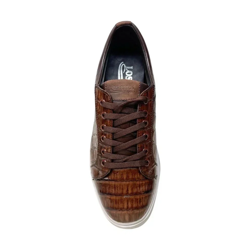 Men's Genuine Full Caiman Belly Skin Sneakers - Brown - Image 6