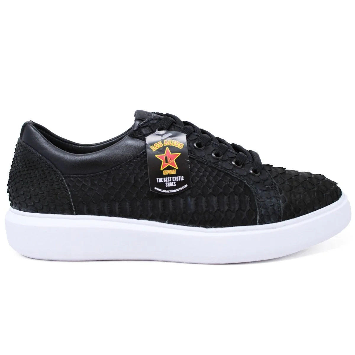 Men's Genuine Full Python Skin Sneakers - Black - Image 3