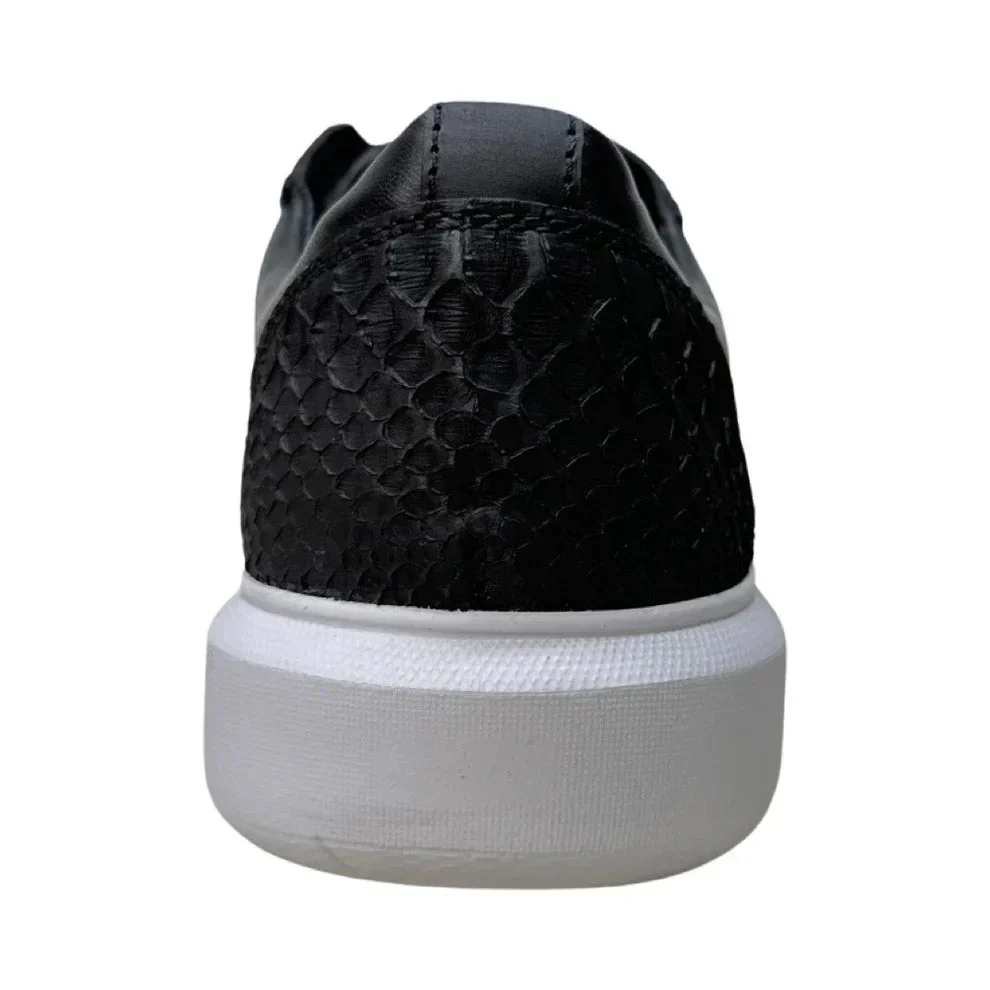 Men's Genuine Full Python Skin Sneakers - Black - Image 5