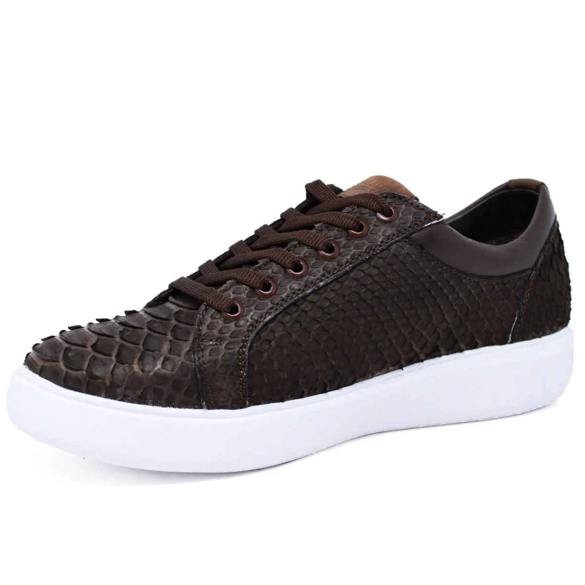 Men's Genuine Full Python Skin Sneakers - Brown - Image 2