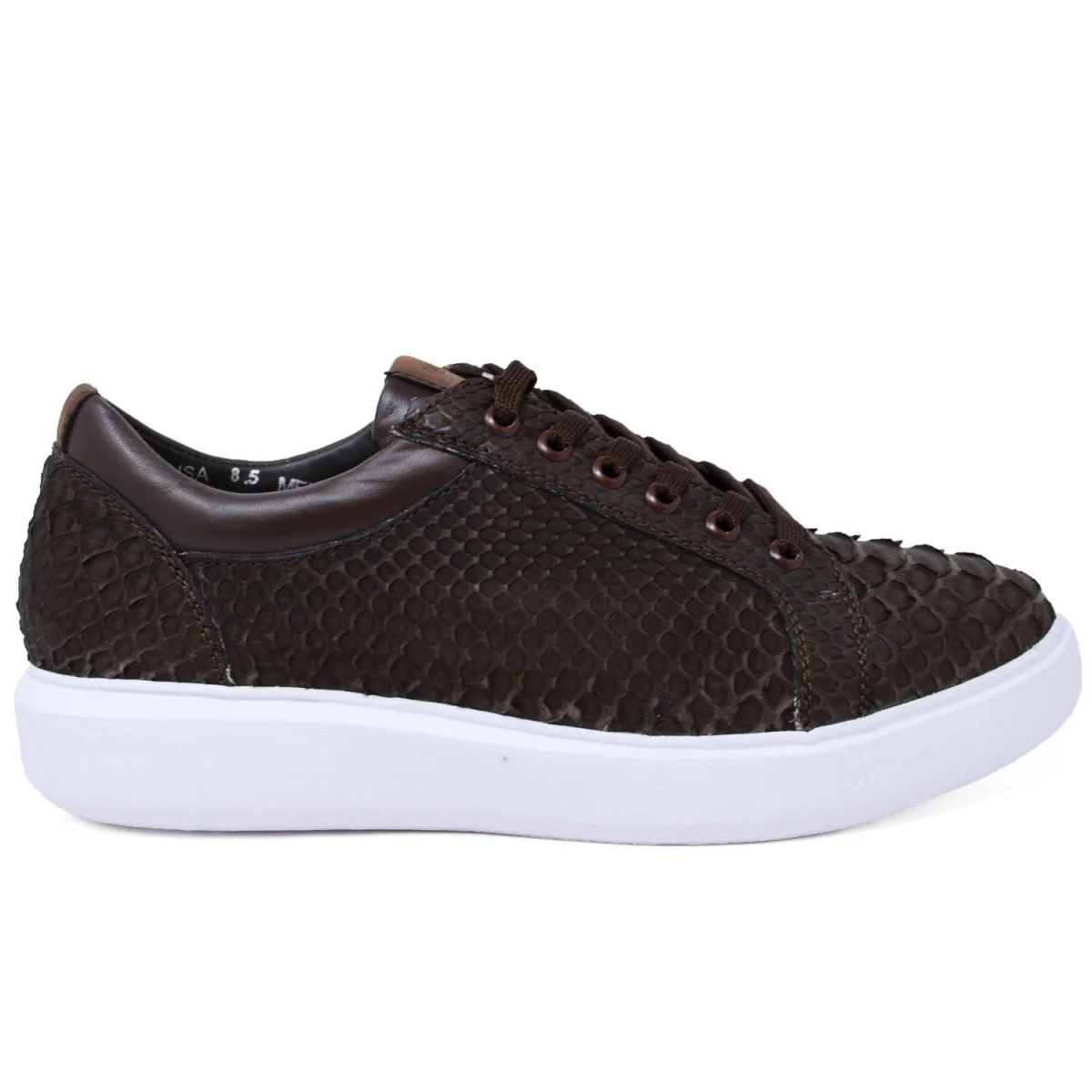 Men's Genuine Full Python Skin Sneakers - Brown - Image 3