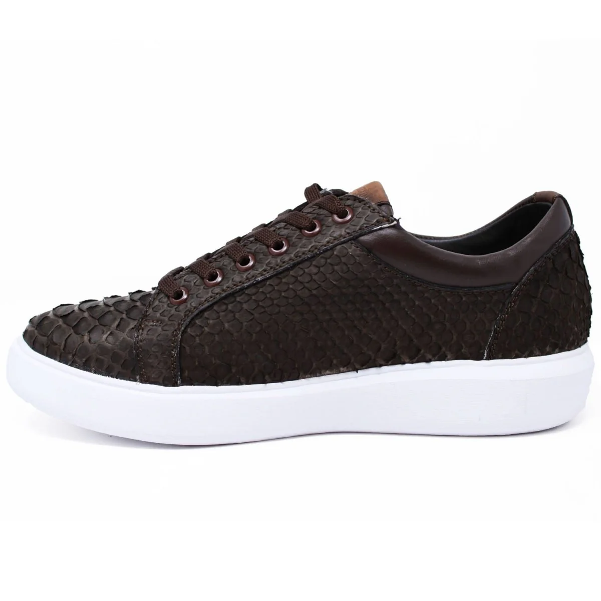 Men's Genuine Full Python Skin Sneakers - Brown - Image 4