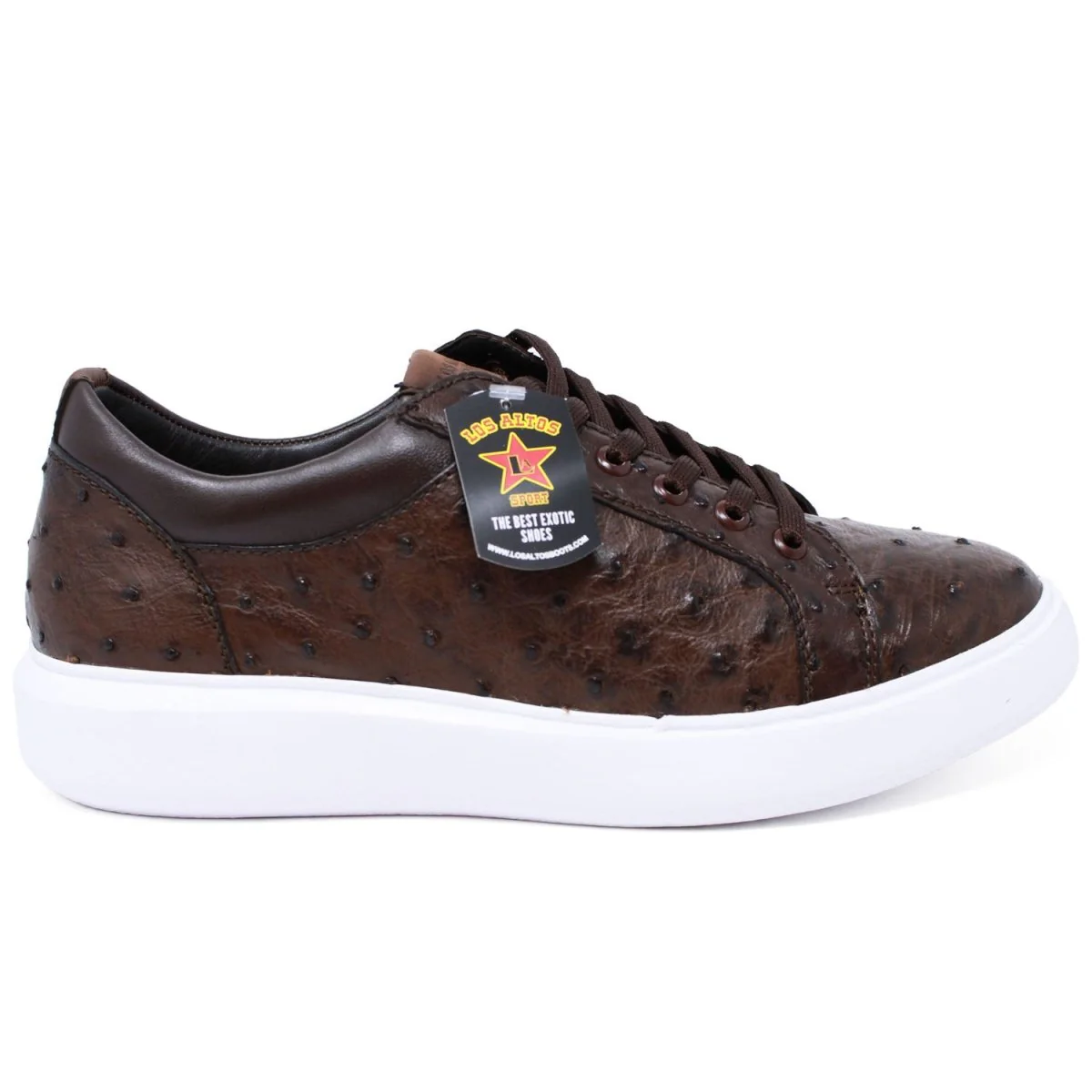 Men's Genuine Full Quill Ostrich Leather Sneakers - Brown - Image 2