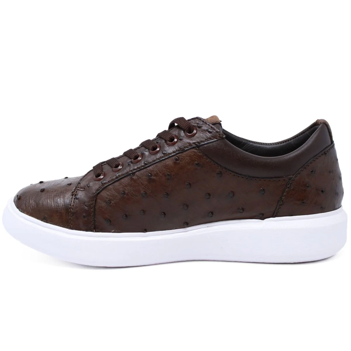 Men's Genuine Full Quill Ostrich Leather Sneakers - Brown - Image 3