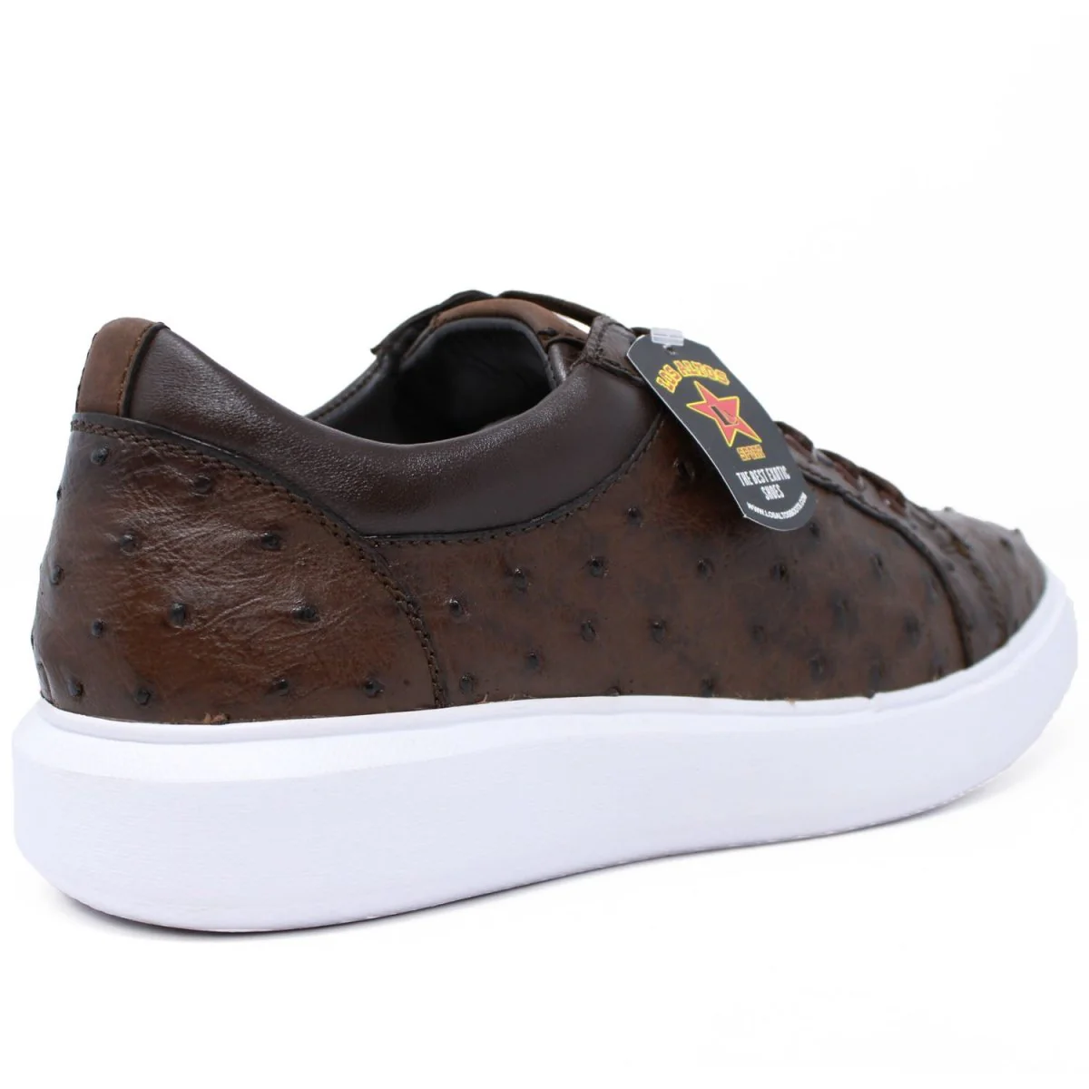 Men's Genuine Full Quill Ostrich Leather Sneakers - Brown - Image 4