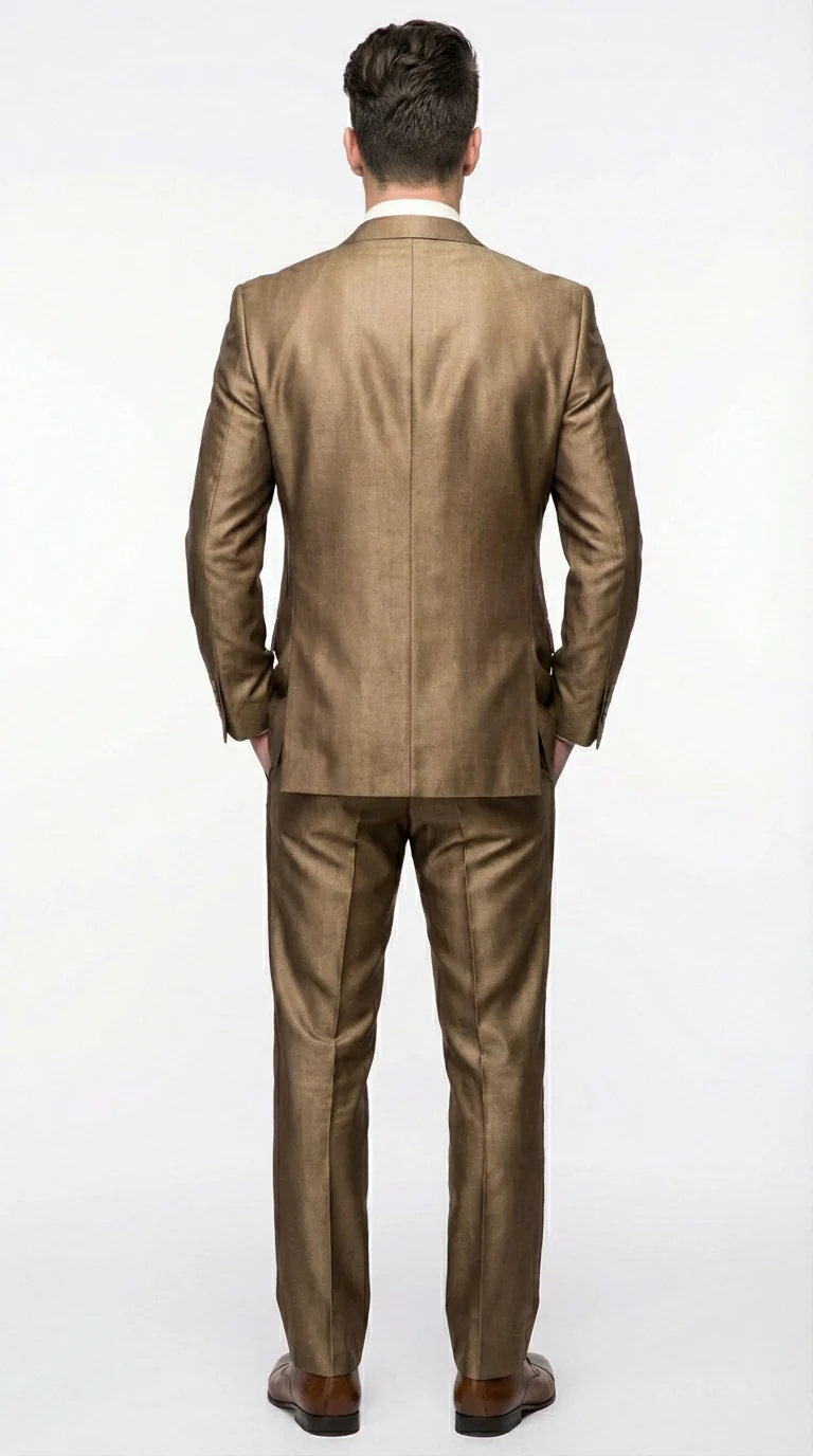 Mens Gold Brown Tan Beige Khaki Bronze Formal Suit – Luxury Metallic Finish Wedding and Prom Suit for Men - Image 5
