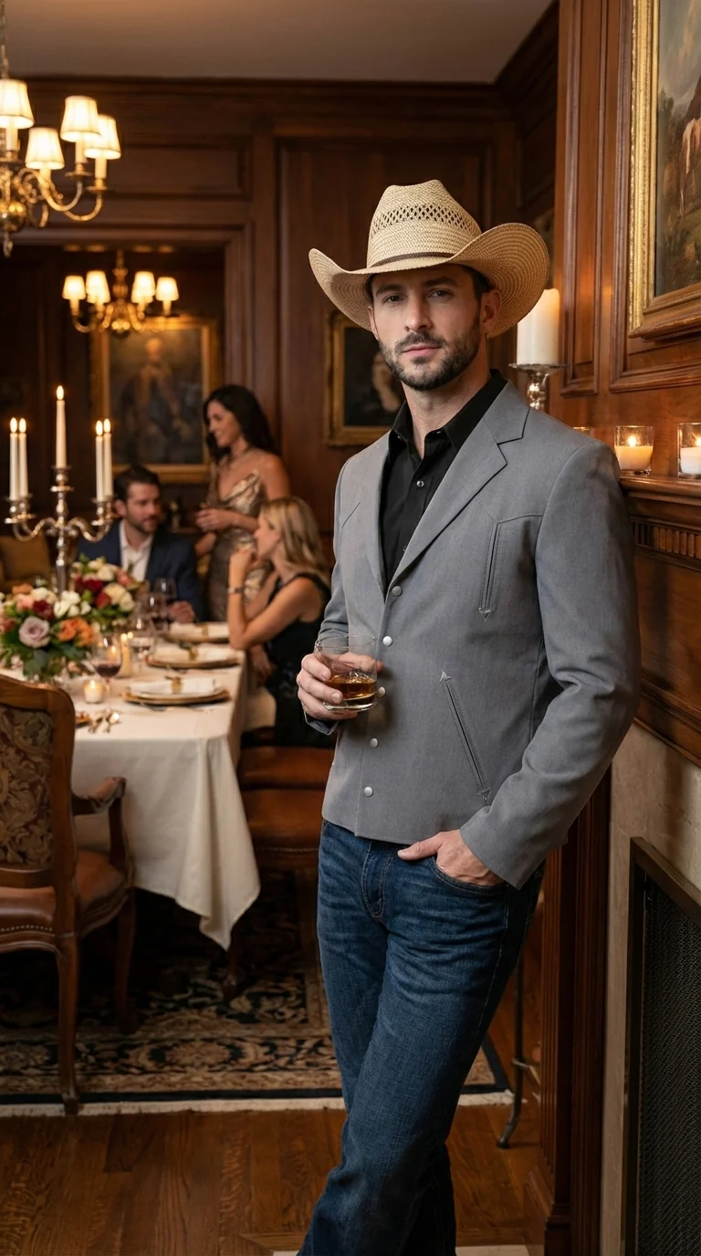 Mens Gray Western Blazer Set – Cowboy Style Jacket and Pants Outfit Classic Country Western Suit - Image 11