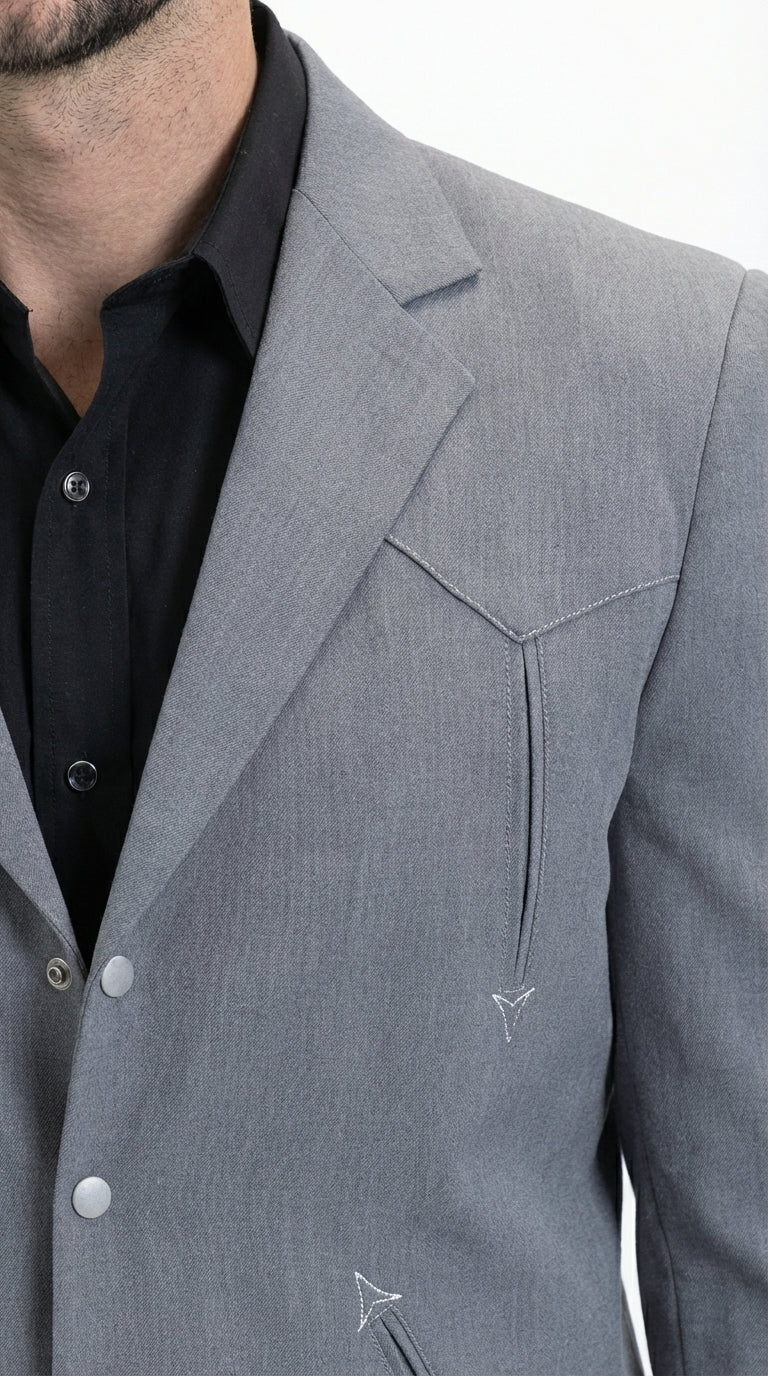 Mens Gray Western Blazer Set – Cowboy Style Jacket and Pants Outfit Classic Country Western Suit - Image 15