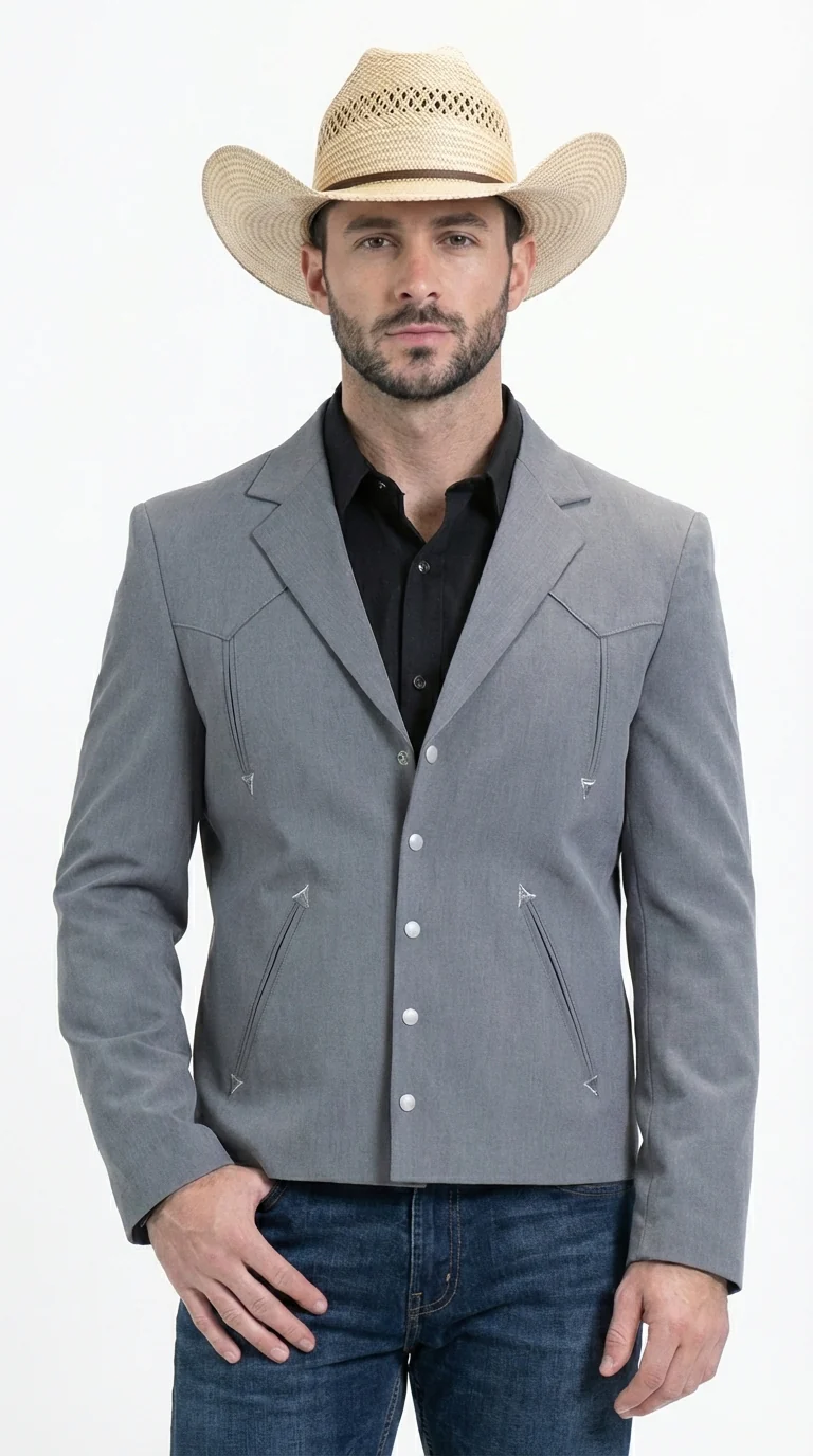 Mens Gray Western Blazer Set – Cowboy Style Jacket and Pants Outfit Classic Country Western Suit - Image 4