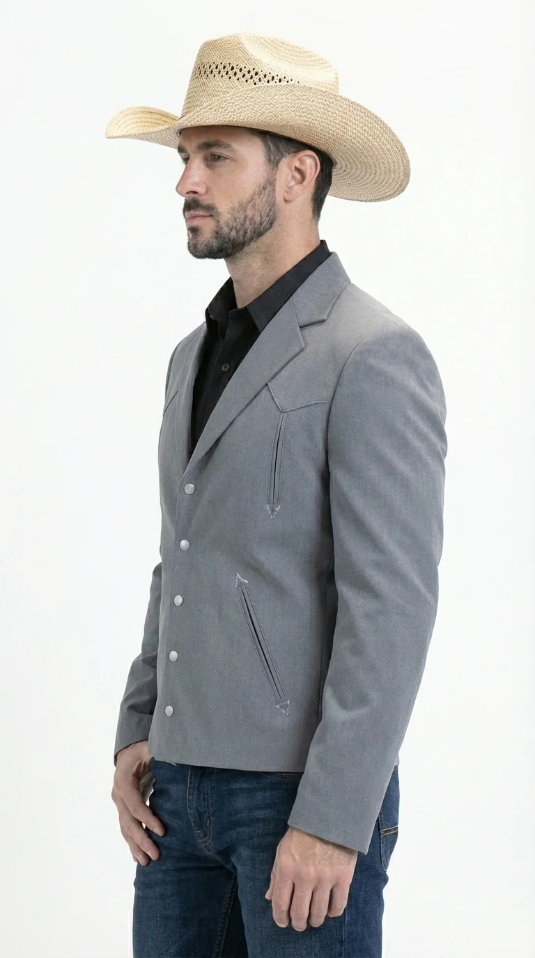 Mens Gray Western Blazer Set – Cowboy Style Jacket and Pants Outfit Classic Country Western Suit - Image 5