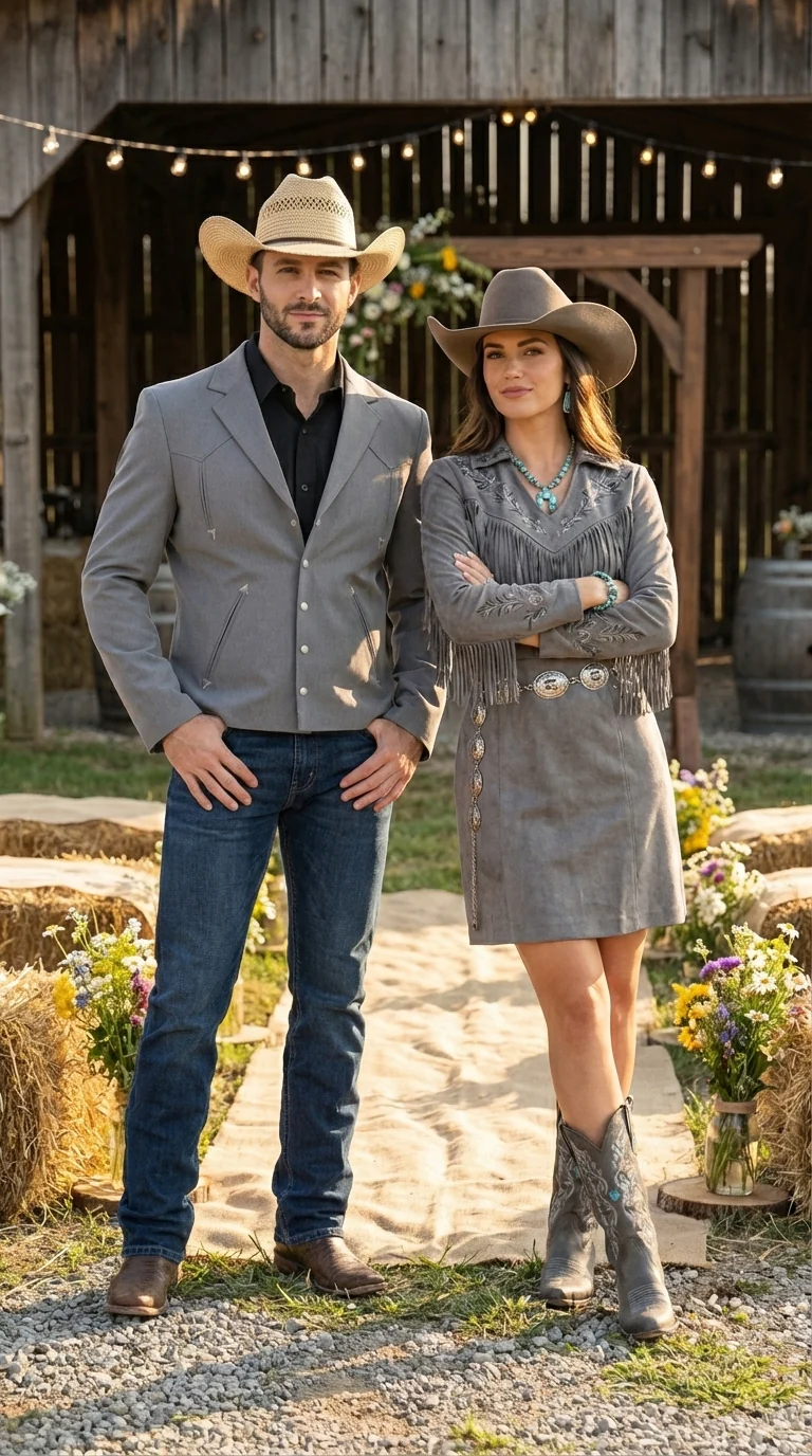 Mens Gray Western Blazer Set – Cowboy Style Jacket and Pants Outfit Classic Country Western Suit - Image 6