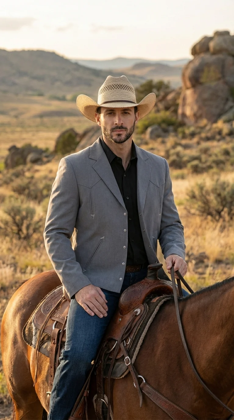 Mens Gray Western Blazer Set – Cowboy Style Jacket and Pants Outfit Classic Country Western Suit - Image 9