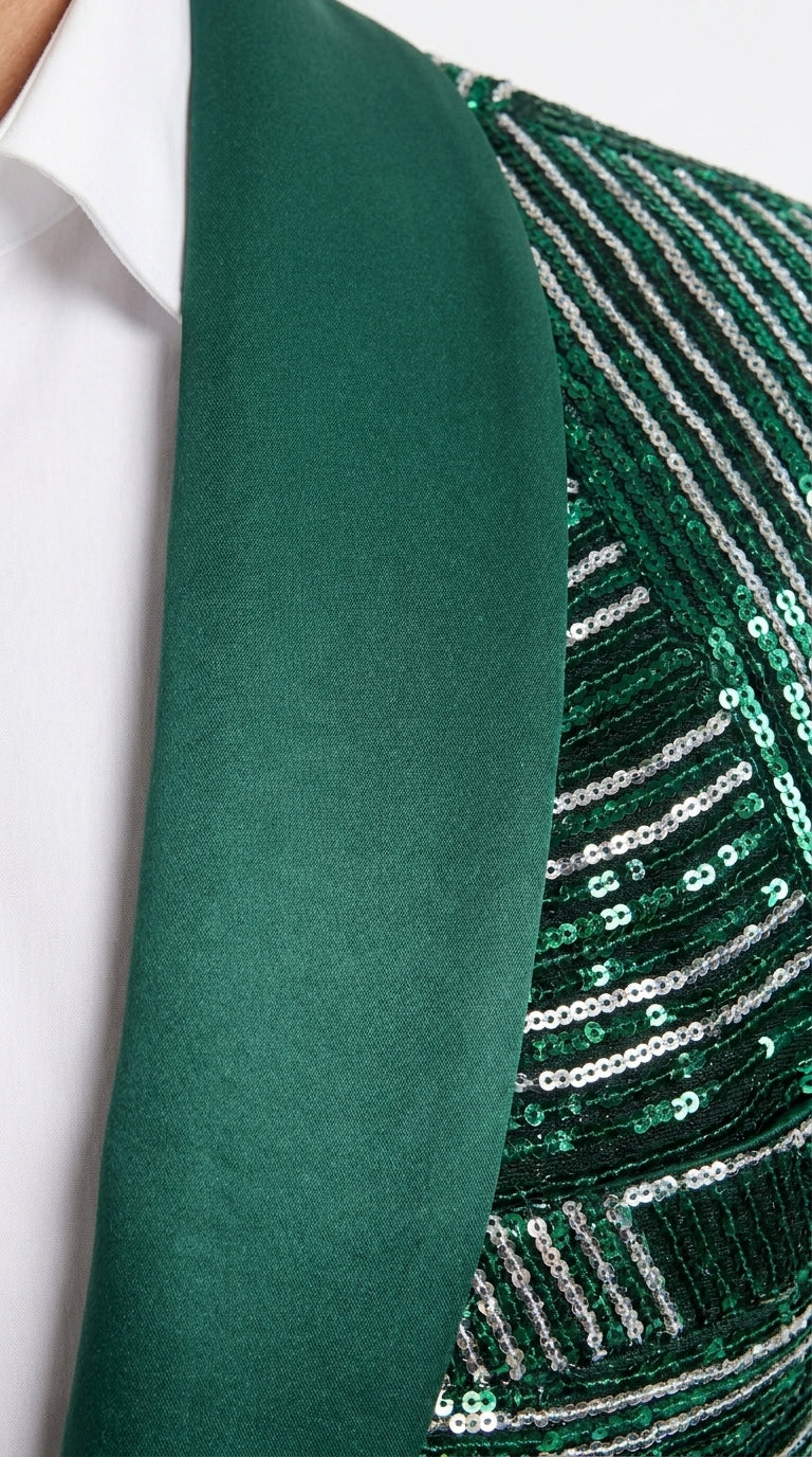 Mens Green Sequin Christmas Holiday Blazer – Luxury Party Jacket for New Year, Wedding and Festive Events New Year Jacket - Image 13