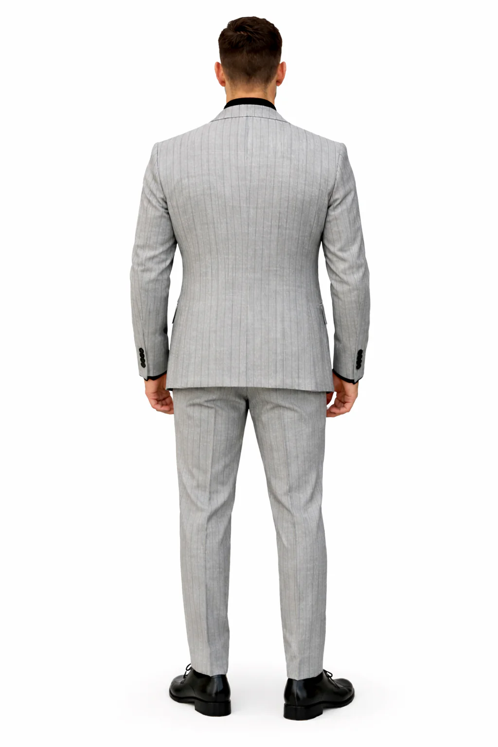 Men's Grey and Black Pinstripe Three-Piece Suit 1920s Suit Gangster Stripe Vintage Look - Image 2
