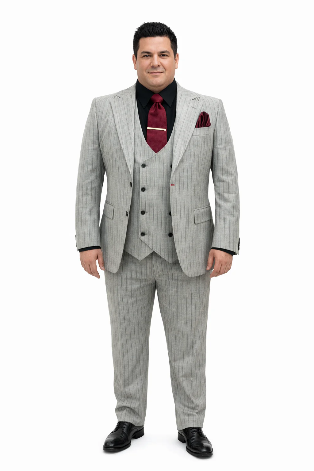 Men's Grey and Black Pinstripe Three-Piece Suit 1920s Suit Gangster Stripe Vintage Look - Image 8