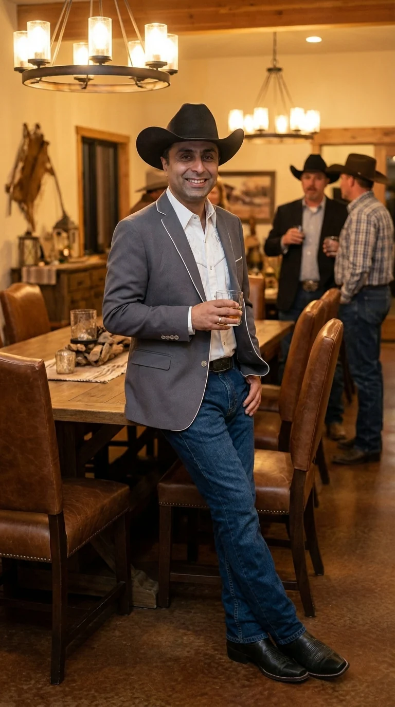 Mens Grey and White Trim Western Blazer – Classic Fit Cowboy Style Contrast Trim Dress Jacket - Image 11