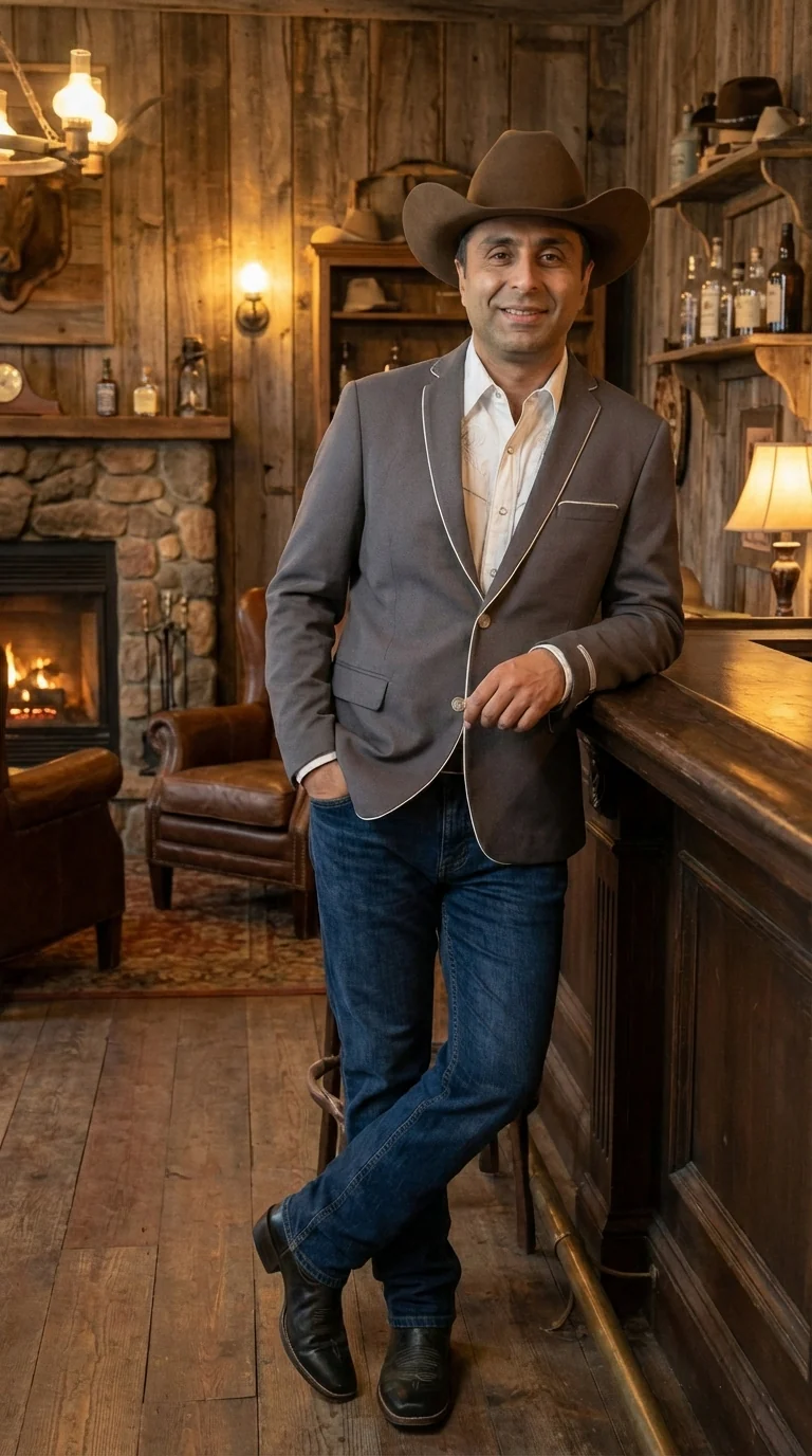 Mens Grey and White Trim Western Blazer – Classic Fit Cowboy Style Contrast Trim Dress Jacket - Image 12