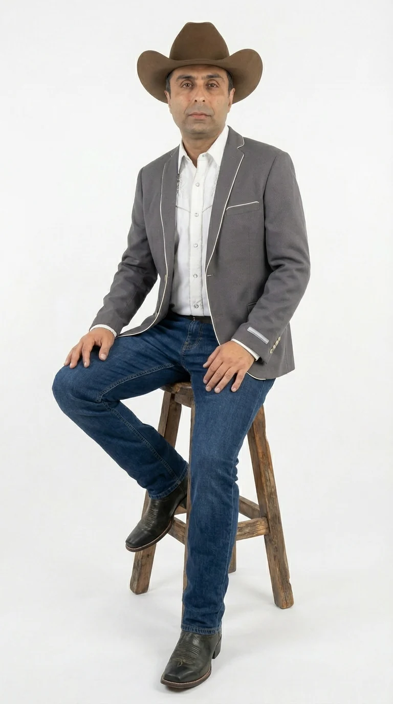 Mens Grey and White Trim Western Blazer – Classic Fit Cowboy Style Contrast Trim Dress Jacket - Image 14