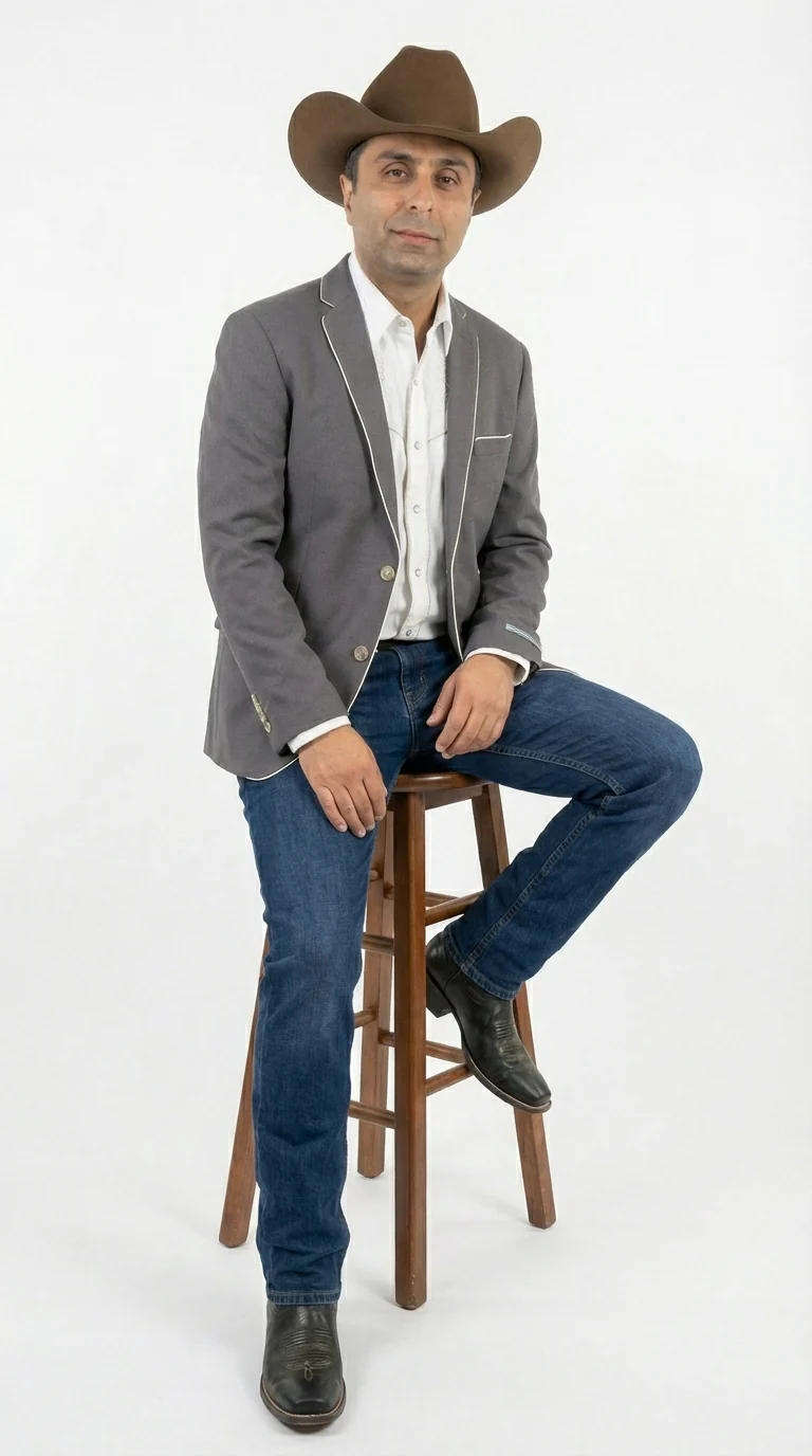 Mens Grey and White Trim Western Blazer – Classic Fit Cowboy Style Contrast Trim Dress Jacket - Image 7