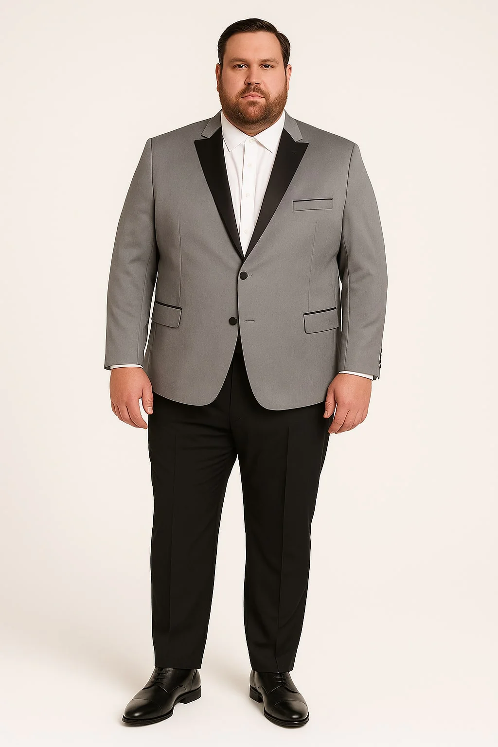 Men's Grey Velvet Tuxedo Jacket with Black Satin Lapel Suit – Mens Blazer + Black Pants - Image 5