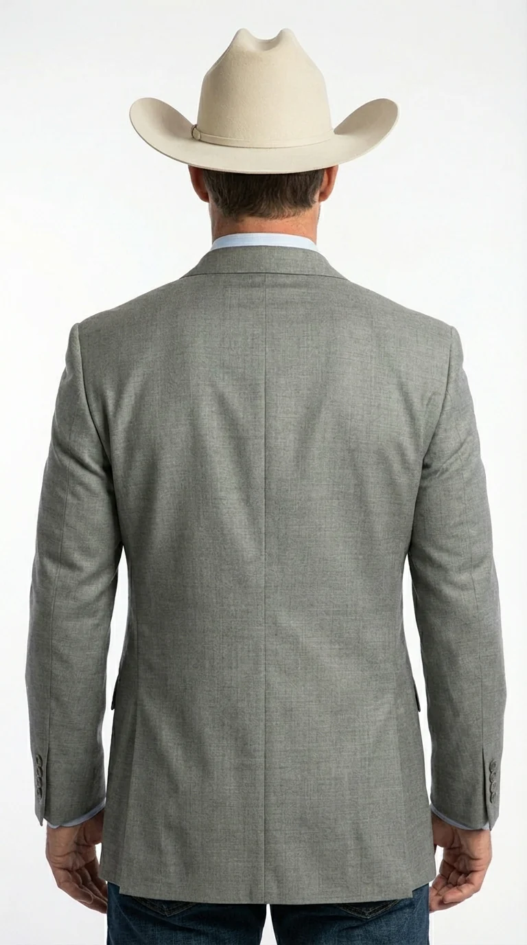 Mens Grey Western Three Button Blazer – Classic Cowboy Style Formal Jacket Business Casual Sport Coat - Image 5