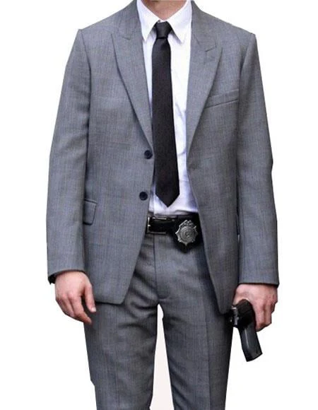 Men's Grey  2 Button Peak Lapel Suit