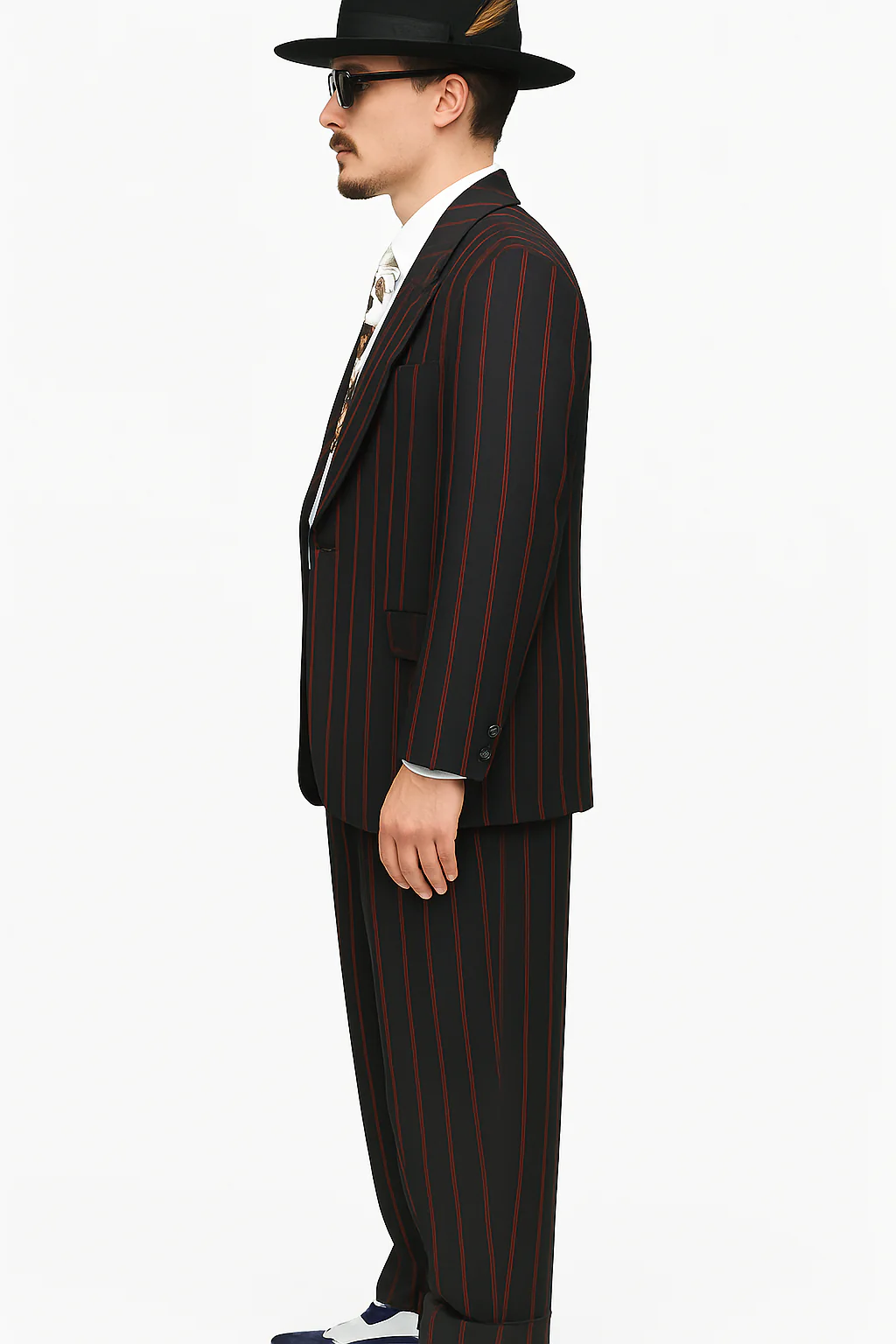 Mens High Fashion Vested Black and Red Pinstripe Zoot Suit For Sale ~ Pachuco Mens Suit Perfect for Wedding - Image 3