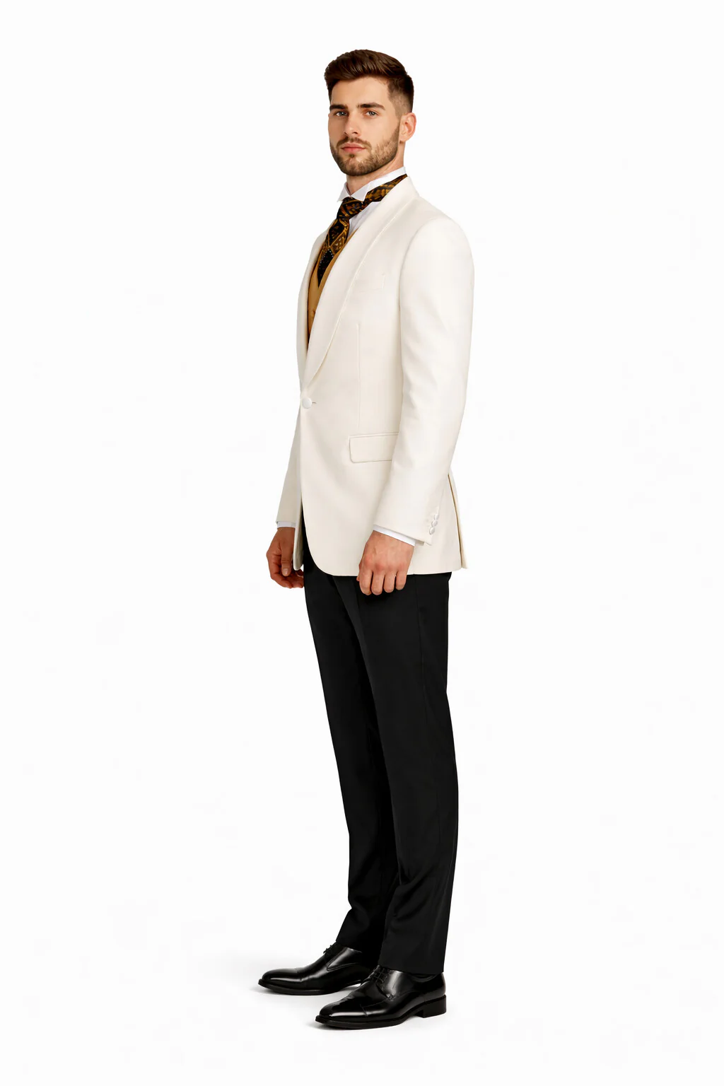 Men's Ivory Dinner Jacket Shawl Collar Formal Wear One Button - Image 3