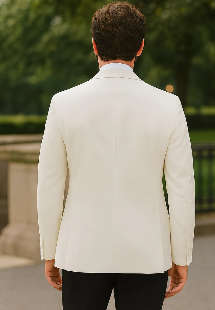 Men'S Ivory Dinner Jacket Slim Fit Blazer Cream Off White - Image 4
