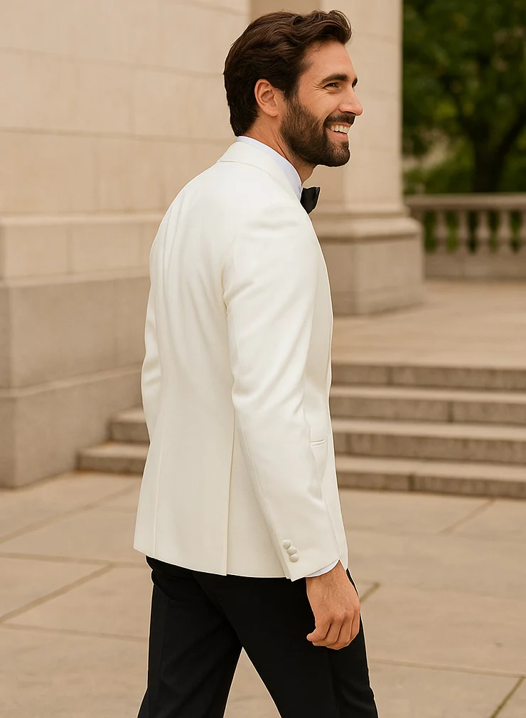 Men'S Ivory Dinner Jacket Slim Fit Blazer Cream Off White - Image 6