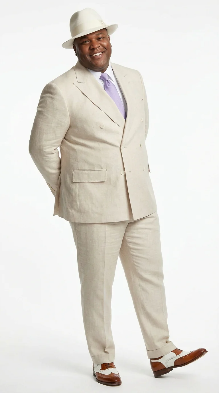 Mens Ivory Off White Double Breasted AI Capone Suit – Classic 1920s Vintage Gangster Style Formal Suit - Image 4