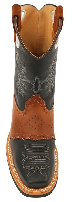 Men's King Exotic Boots Genuine Leather with Saddle Vamp Handcrafted Black & Brown Boots