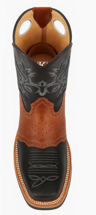 Men's King Exotic Boots Genuine Leather with Saddle Vamp Handcrafted Black & Brown Boots - Image 2